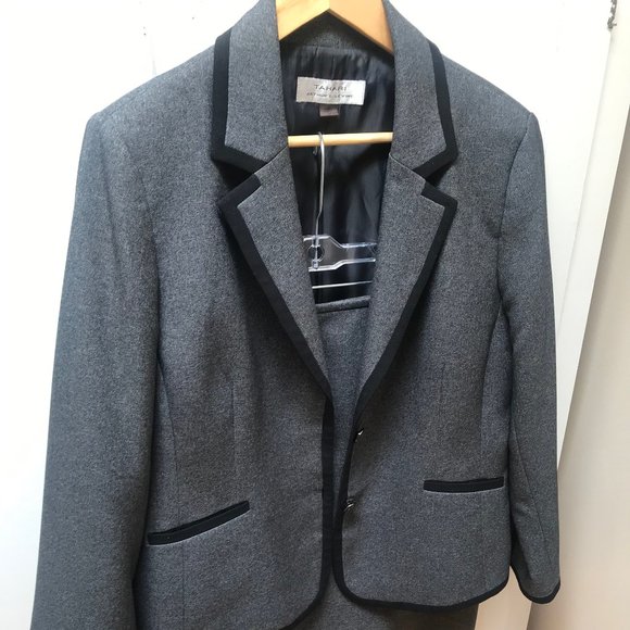 Black and Charcoal Grey Skirt Suit - Picture 1 of 3